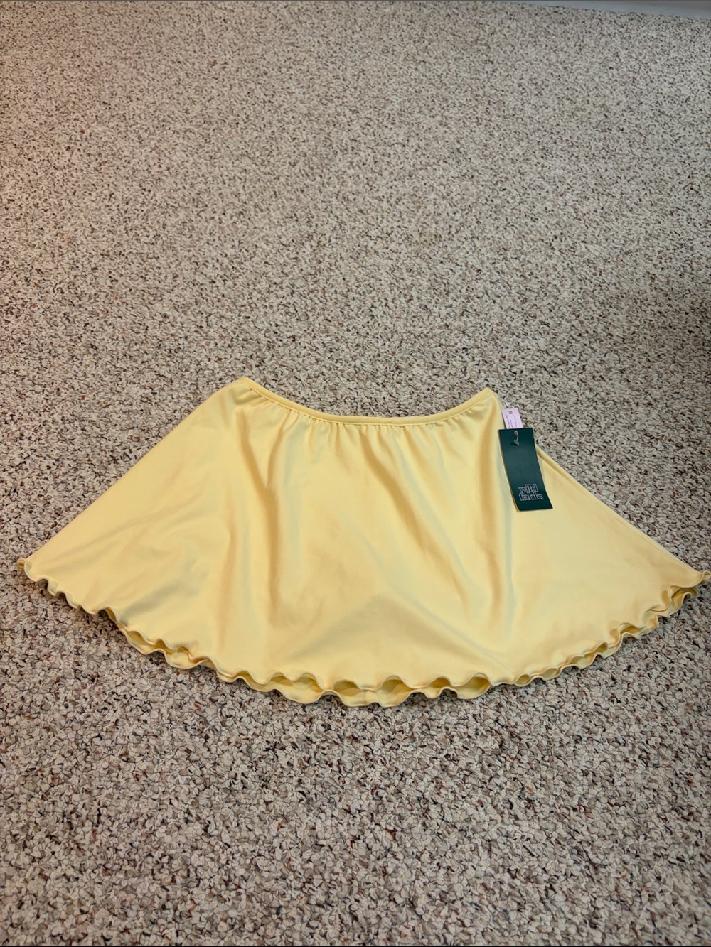 wild fable Soft Yellow Ruffle-Hem Skater Skirt